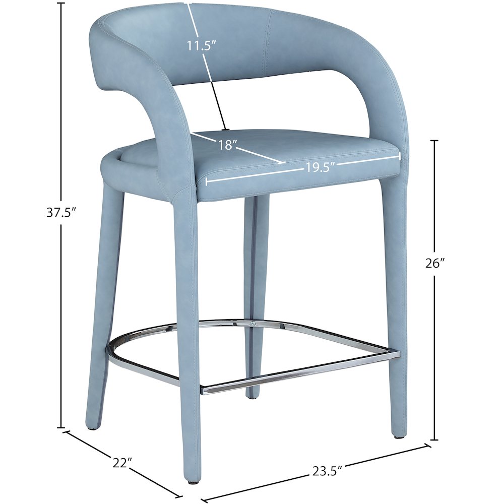 Sylvester Light Blue Vegan Leather Stool. Picture 8