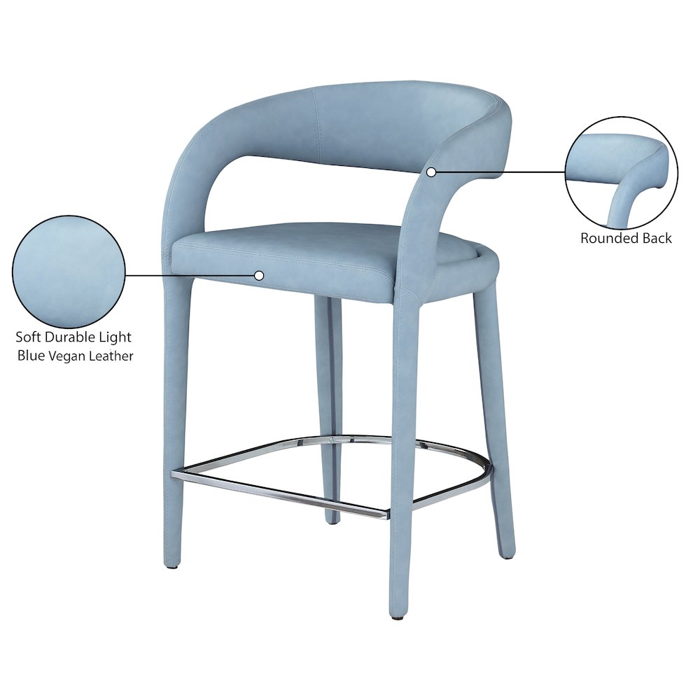 Sylvester Light Blue Vegan Leather Stool. Picture 9