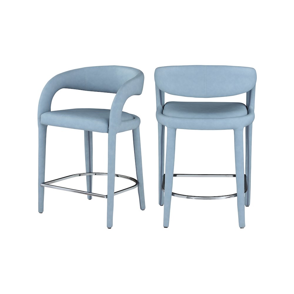 Sylvester Light Blue Vegan Leather Stool. Picture 1