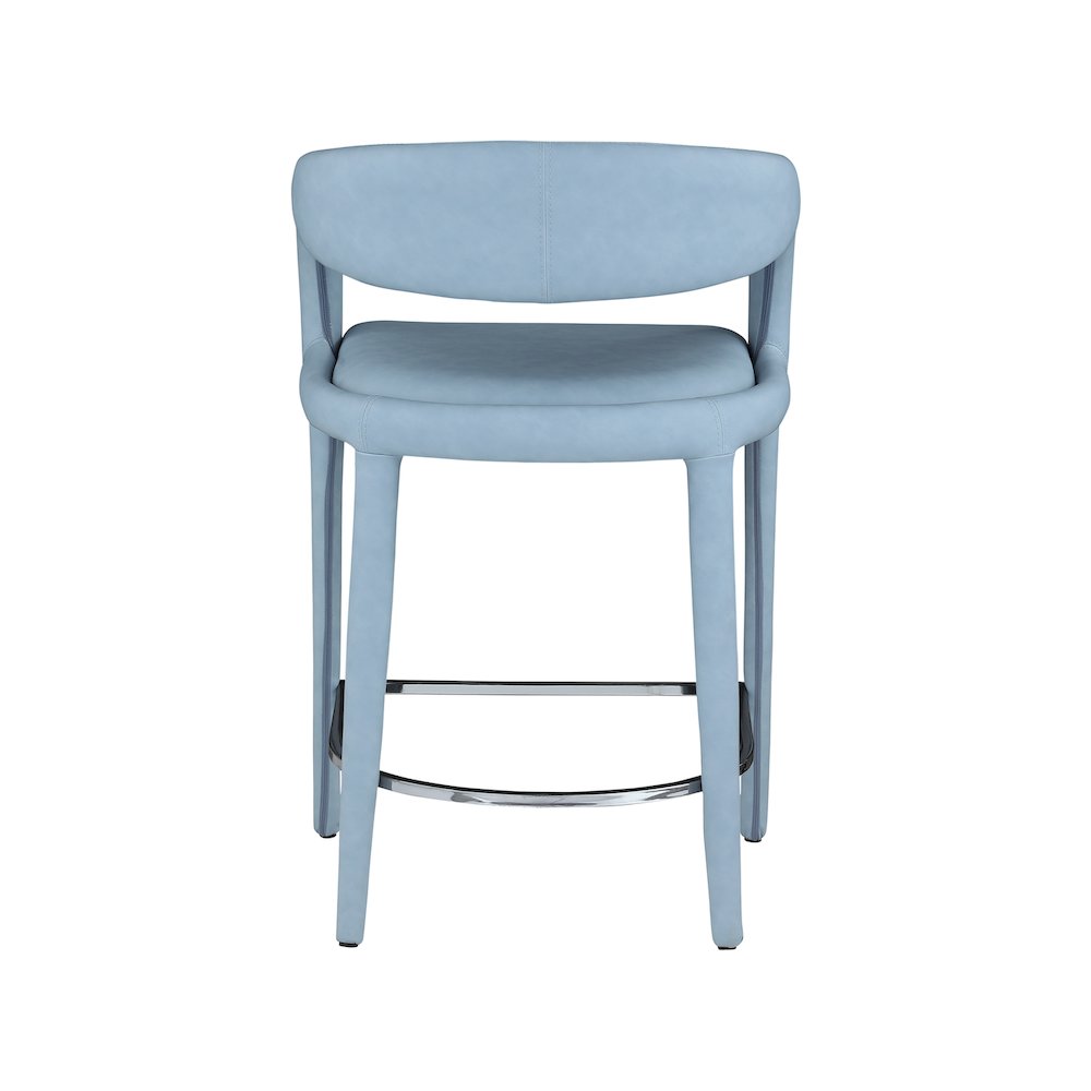 Sylvester Light Blue Vegan Leather Stool. Picture 2