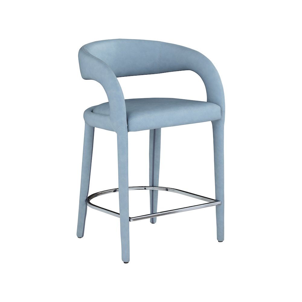 Sylvester Light Blue Vegan Leather Stool. Picture 3