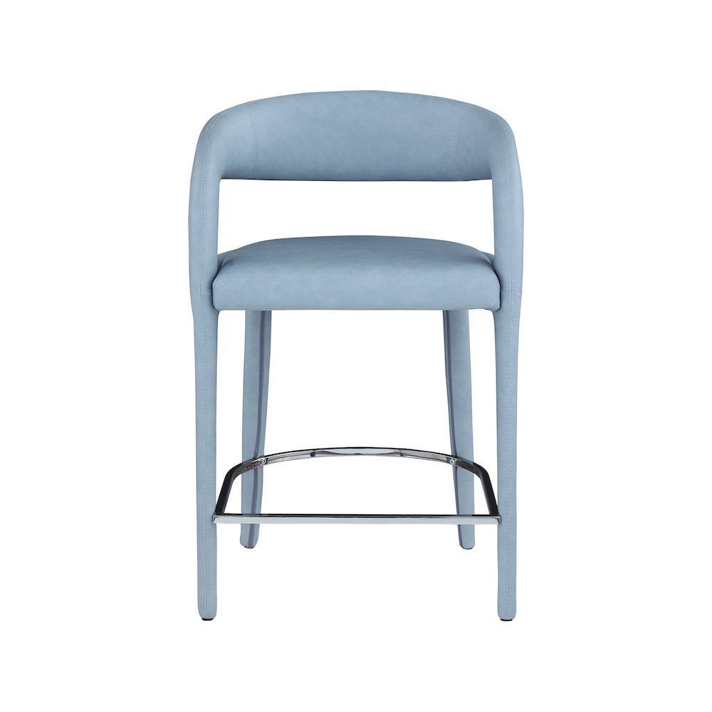 Sylvester Light Blue Vegan Leather Stool. Picture 4