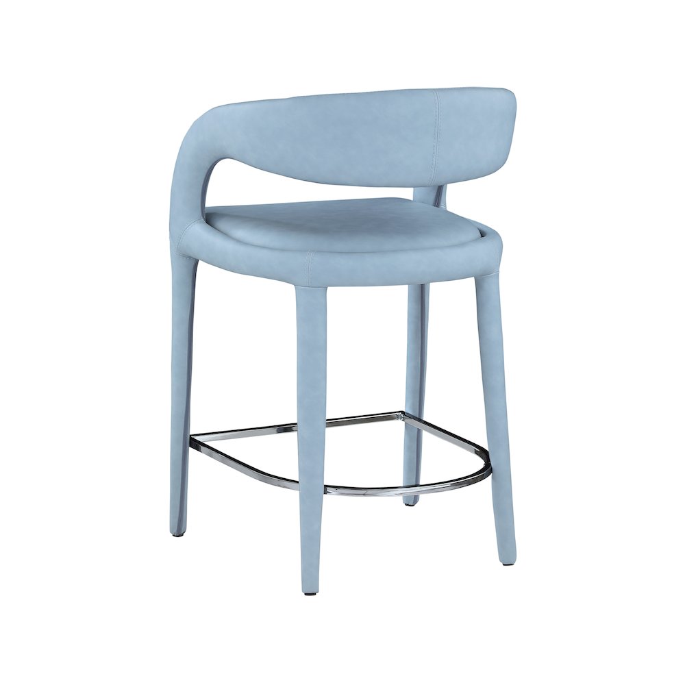 Sylvester Light Blue Vegan Leather Stool. Picture 6