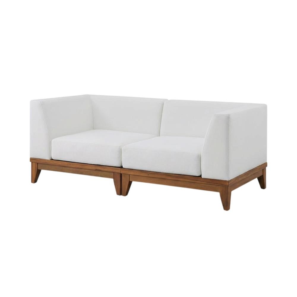 Outdoor Fabric Modular Sofa In White With Contemporary Style For Patio Comfort. Picture 1