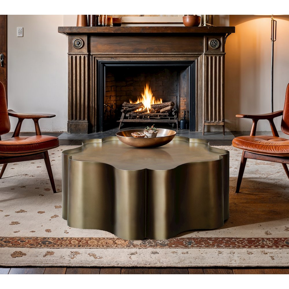 Eloise Brass Iron Coffee Table. Picture 6