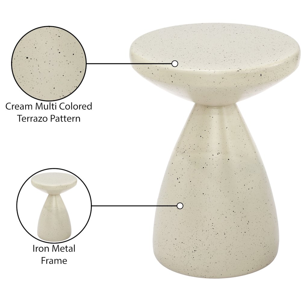 Anika Cream Iron Terrazzo End Table. Picture 6