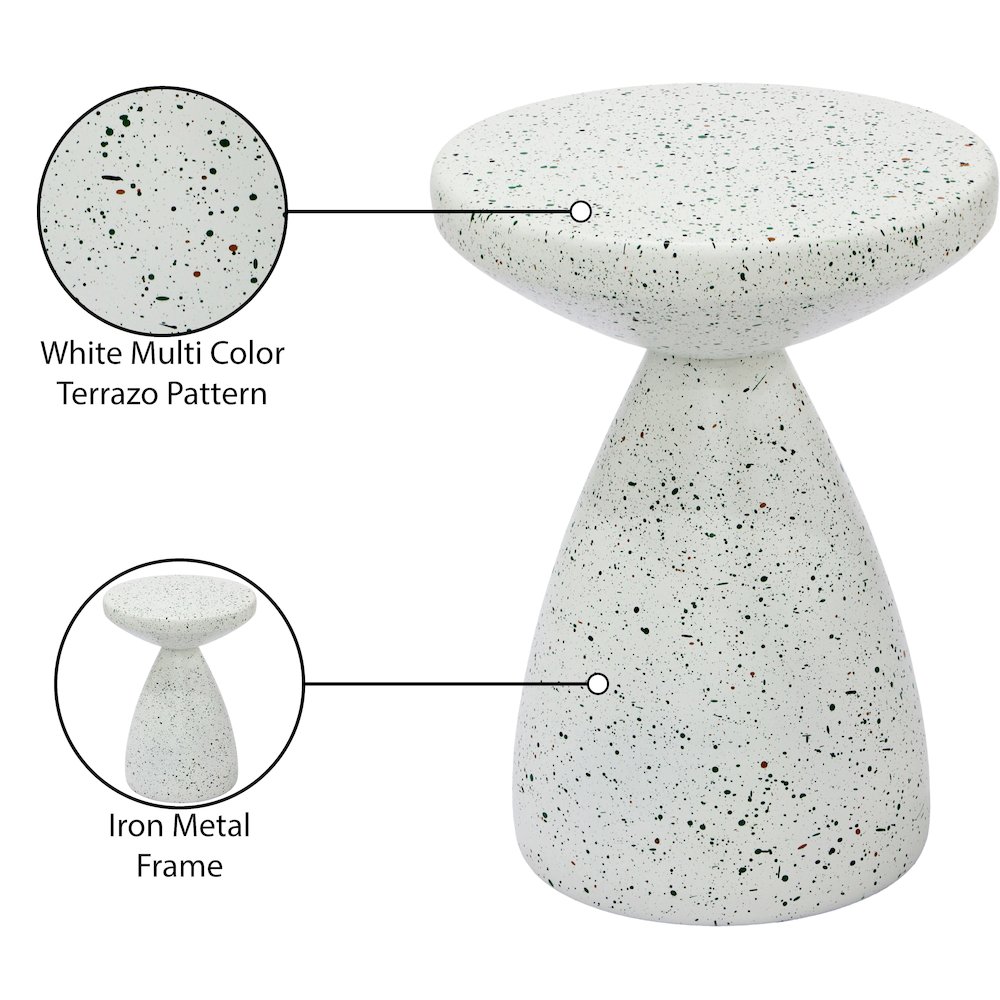 Anika White Iron Terrazzo End Table. Picture 6