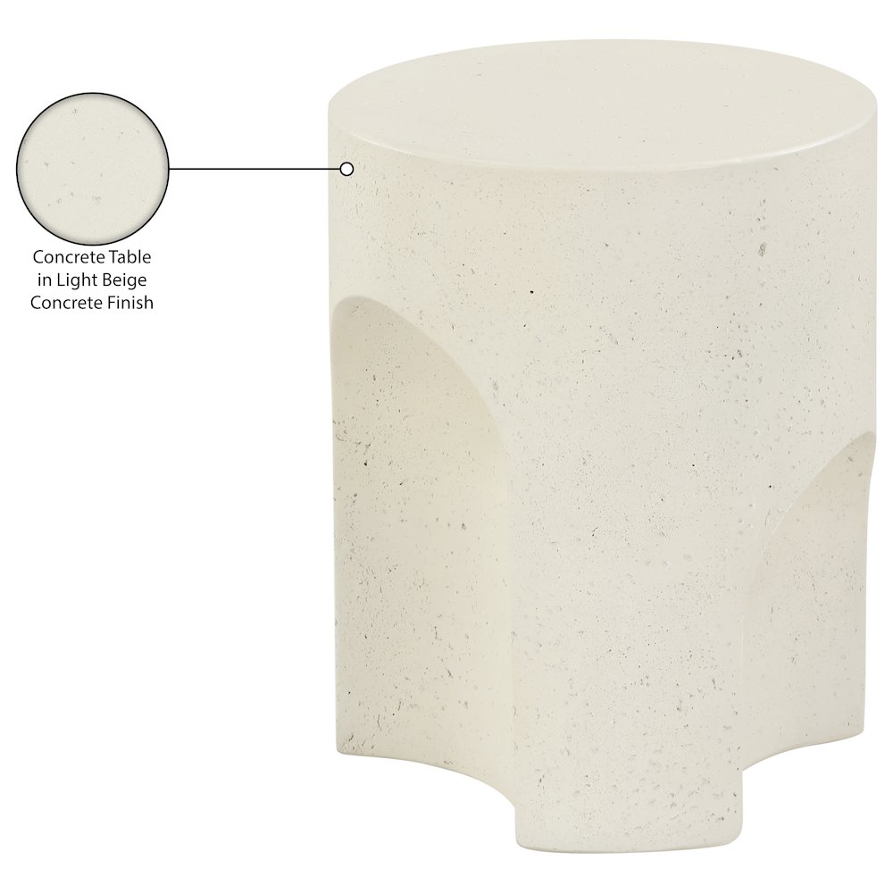 Olira Cream Concrete And Fiberglass Indoor / Outdoor End Table. Picture 10