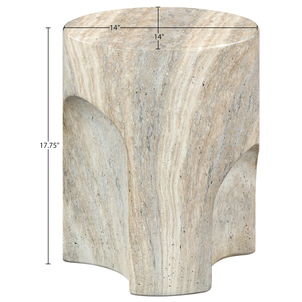 Olira Travertine Concrete And Fiberglass Indoor / Outdoor End Table. Picture 9