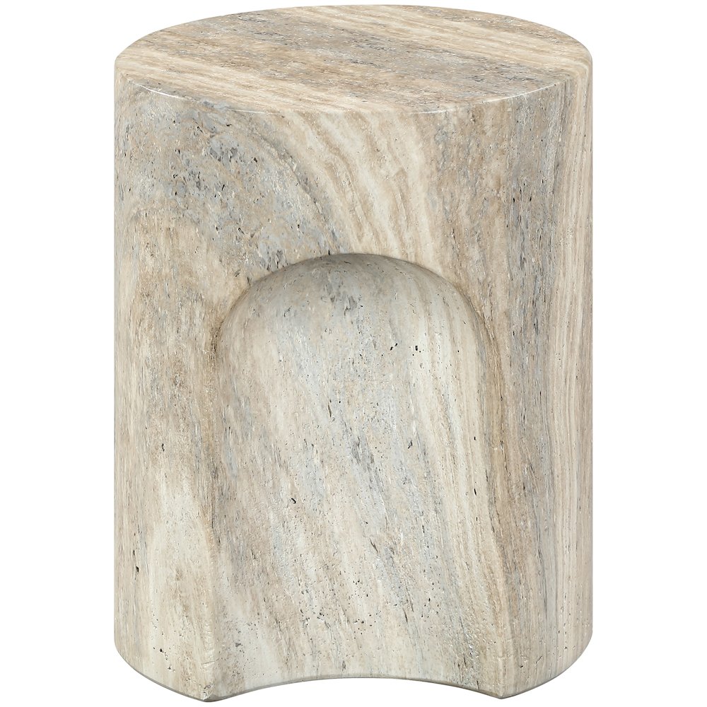 Olira Travertine Concrete And Fiberglass Indoor / Outdoor End Table. Picture 4