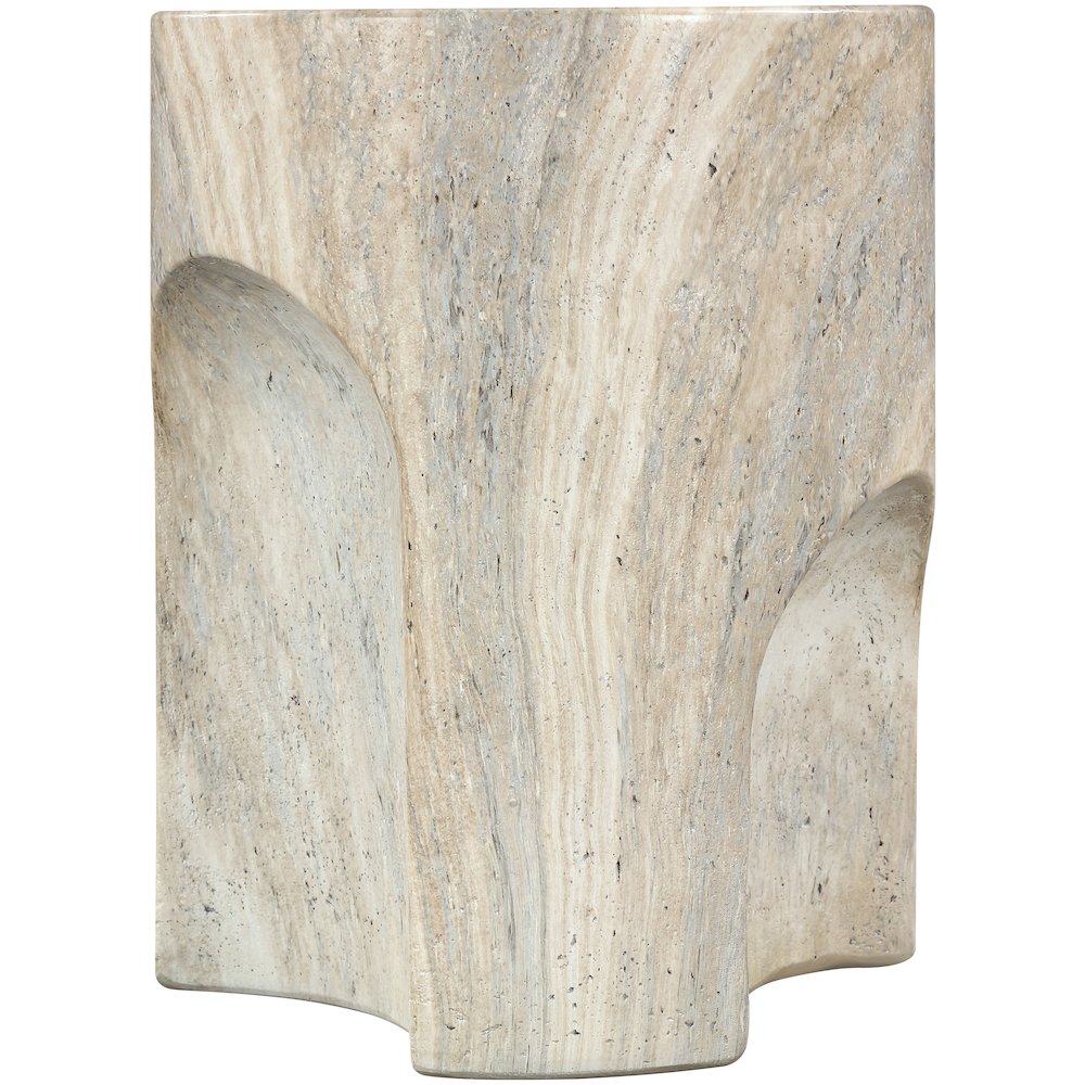 Olira Travertine Concrete And Fiberglass Indoor / Outdoor End Table. Picture 5