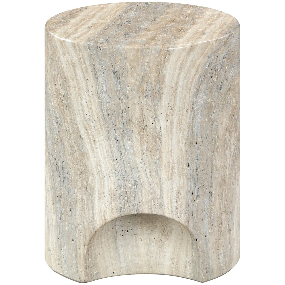 Olira Travertine Concrete And Fiberglass Indoor / Outdoor End Table. Picture 6