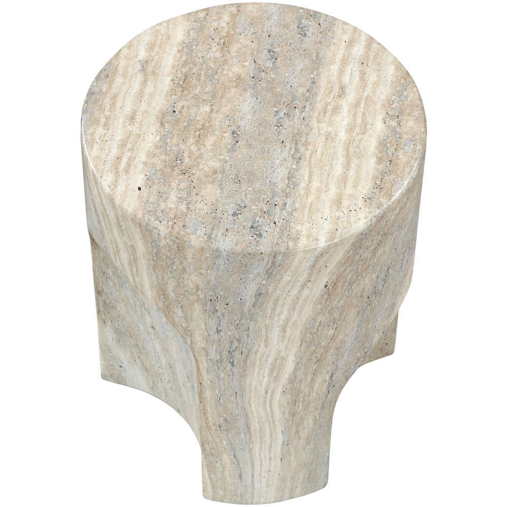 Olira Travertine Concrete And Fiberglass Indoor / Outdoor End Table. Picture 7