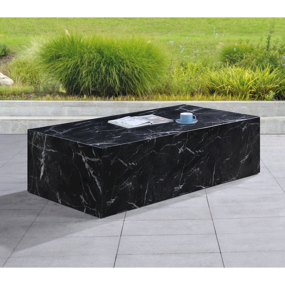 Piazza Black Marble Finish Concrete Coffee Table. Picture 2