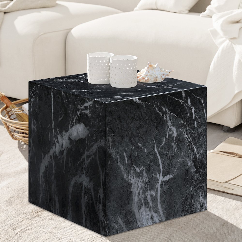 Piazza Black Marble Finish Concrete End Table. Picture 2