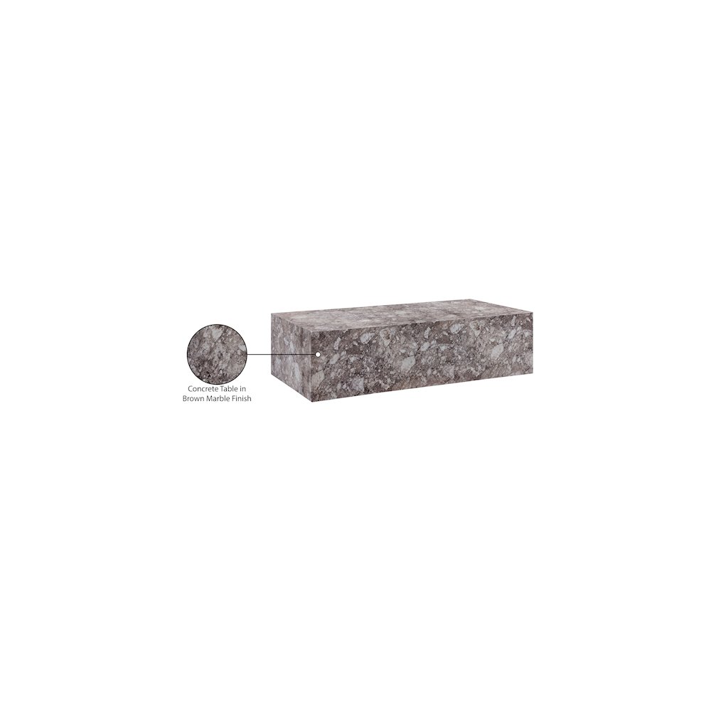 Piazza Brown Marble Finish Concrete Coffee Table. Picture 7