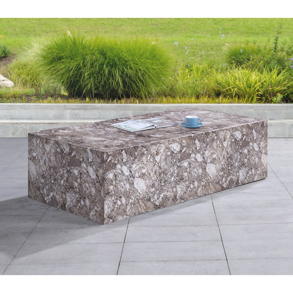 Piazza Brown Marble Finish Concrete Coffee Table. Picture 2