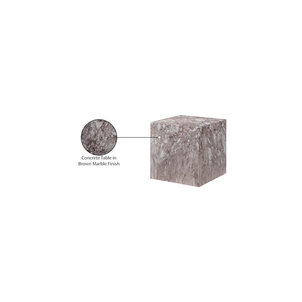 Piazza Brown Marble Finish Concrete End Table. Picture 7