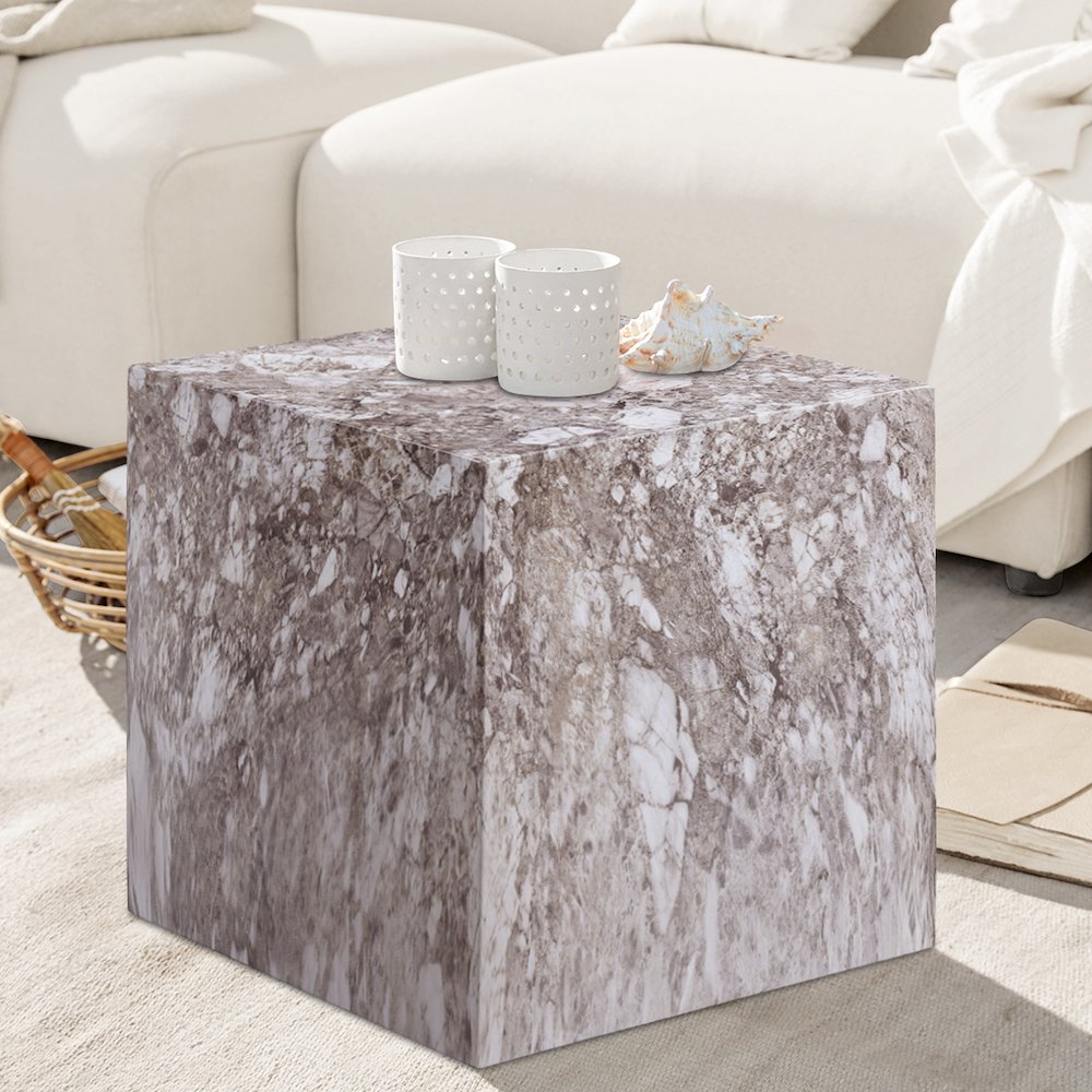 Piazza Brown Marble Finish Concrete End Table. Picture 2