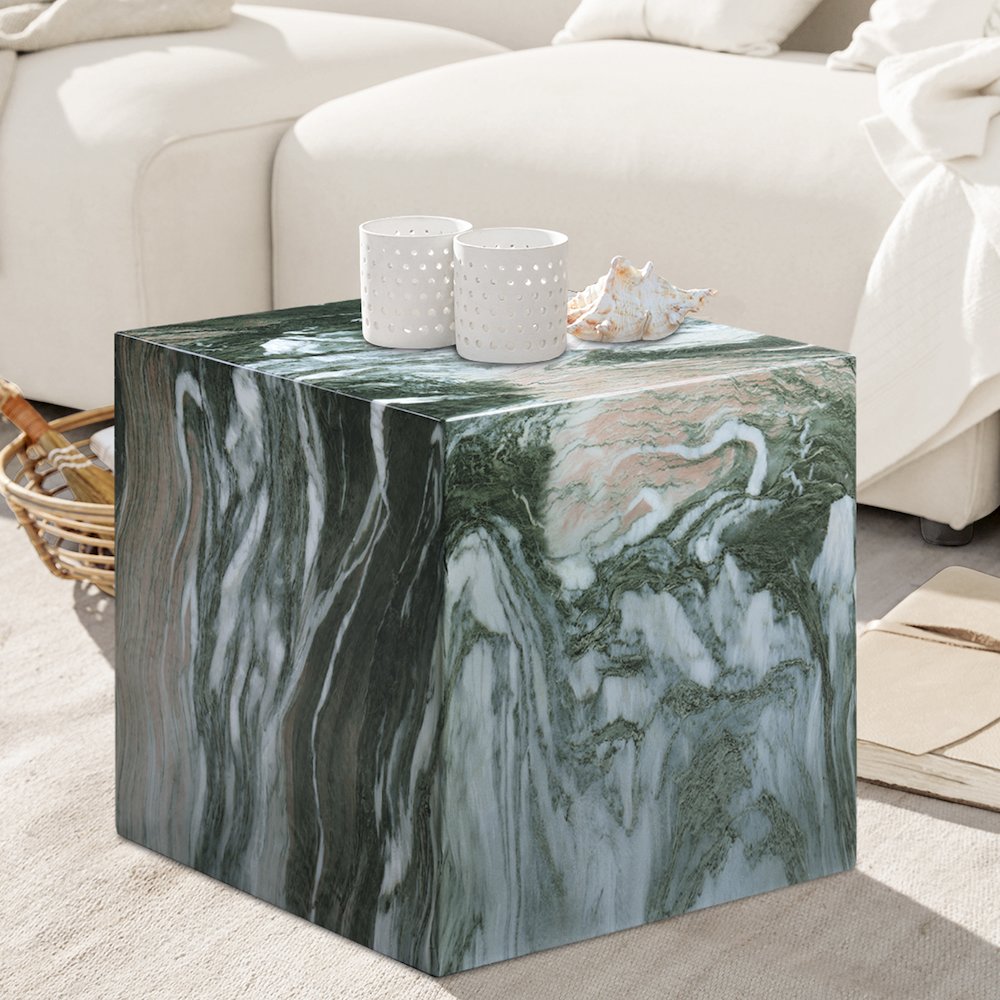 Piazza Green Marble Finish Concrete End Table. Picture 2