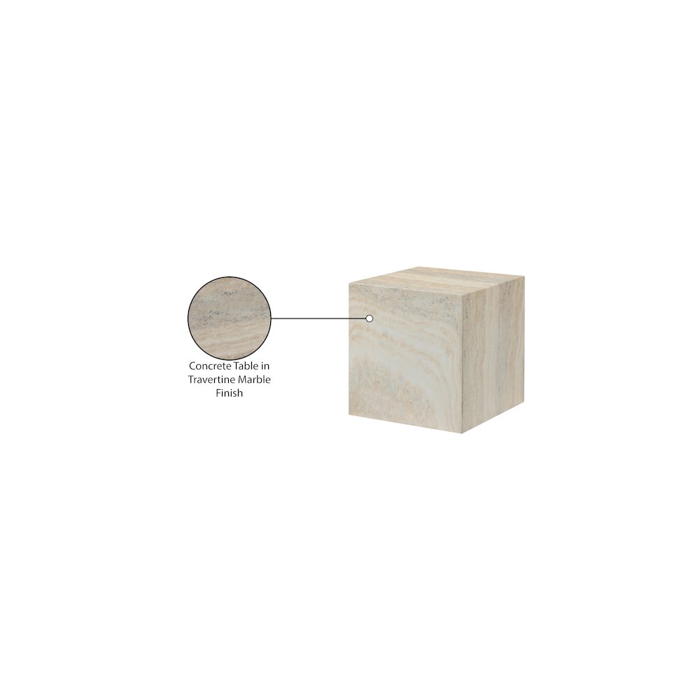 Piazza Travertine Travertine Finish Concrete End Table. Picture 7