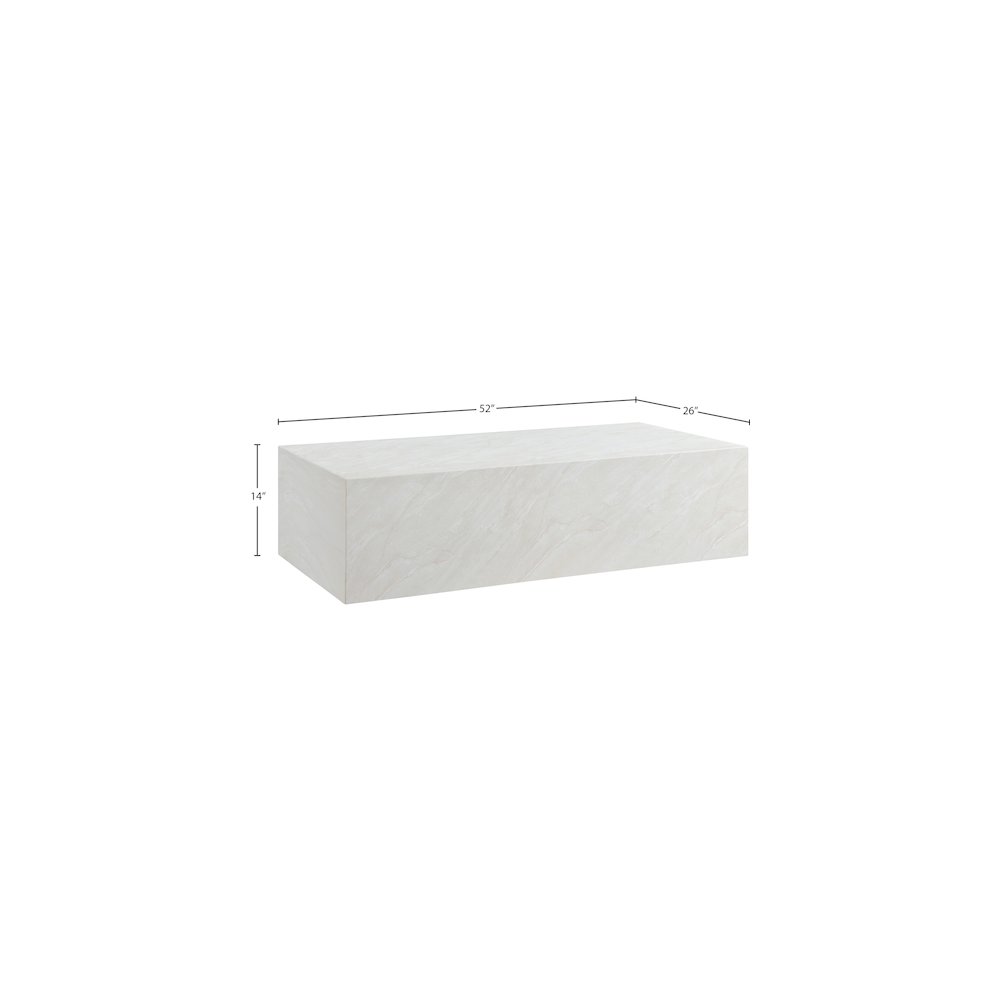Piazza White Marble Finish Concrete Coffee Table. Picture 6