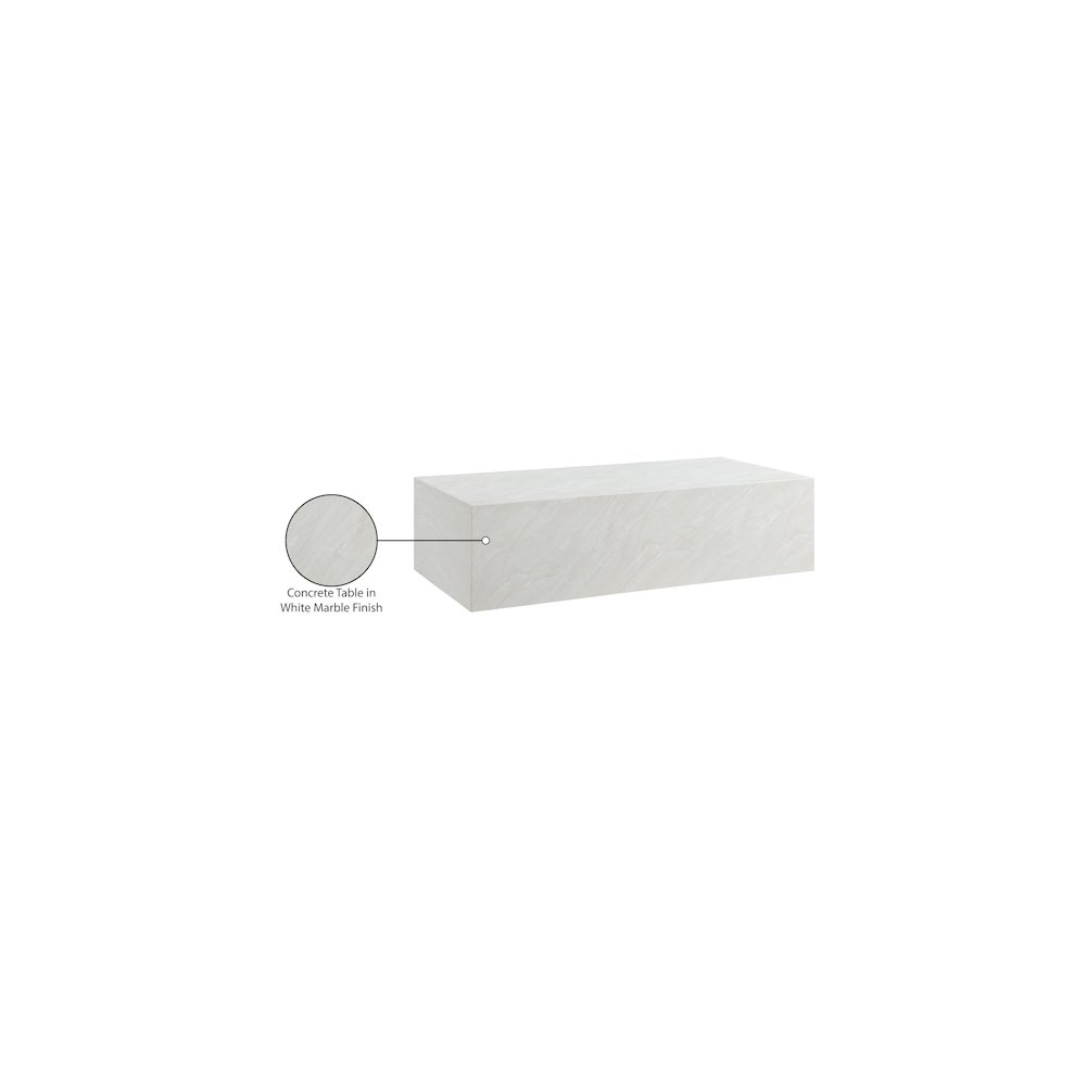 Piazza White Marble Finish Concrete Coffee Table. Picture 7