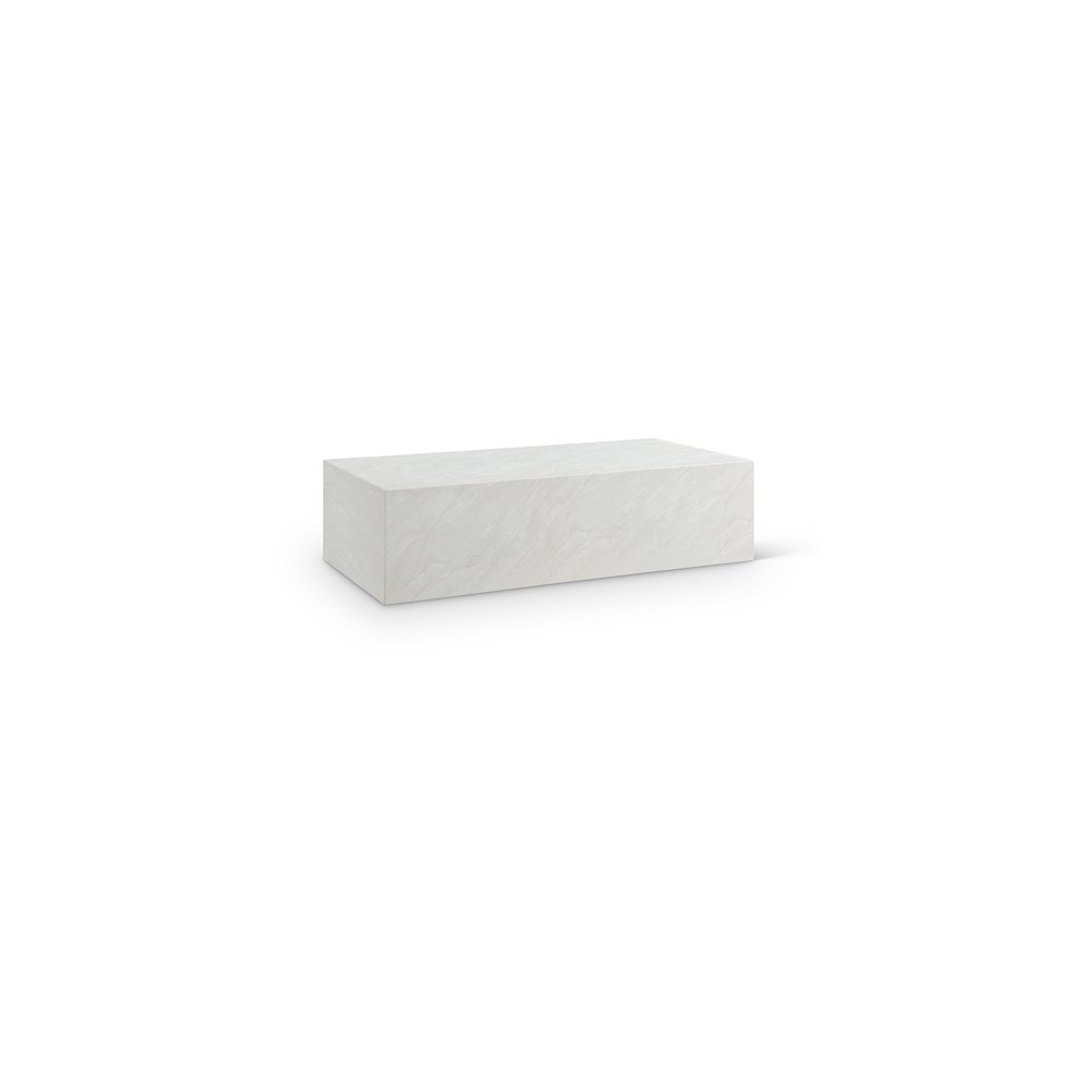 Piazza White Marble Finish Concrete Coffee Table. Picture 1
