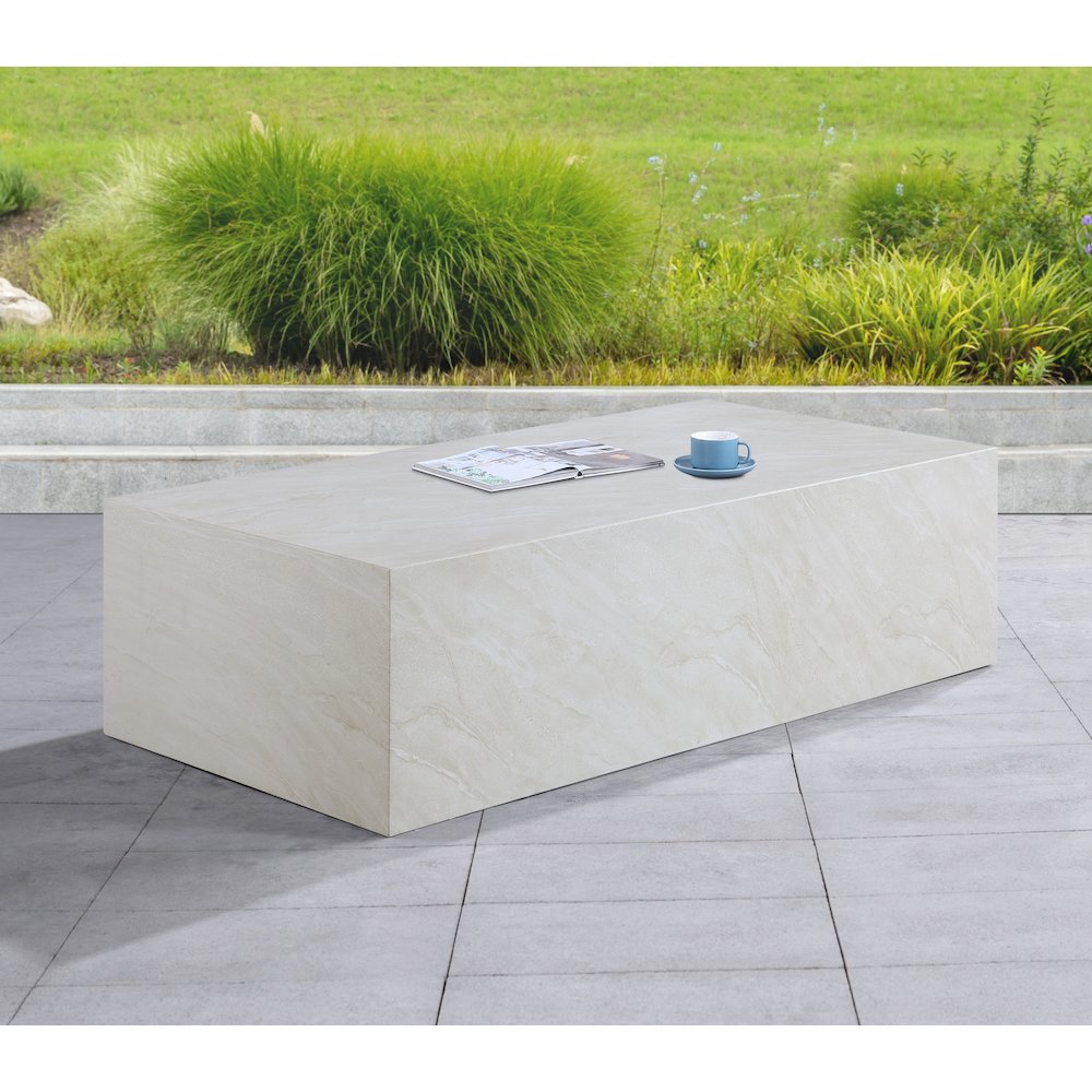 Piazza White Marble Finish Concrete Coffee Table. Picture 2