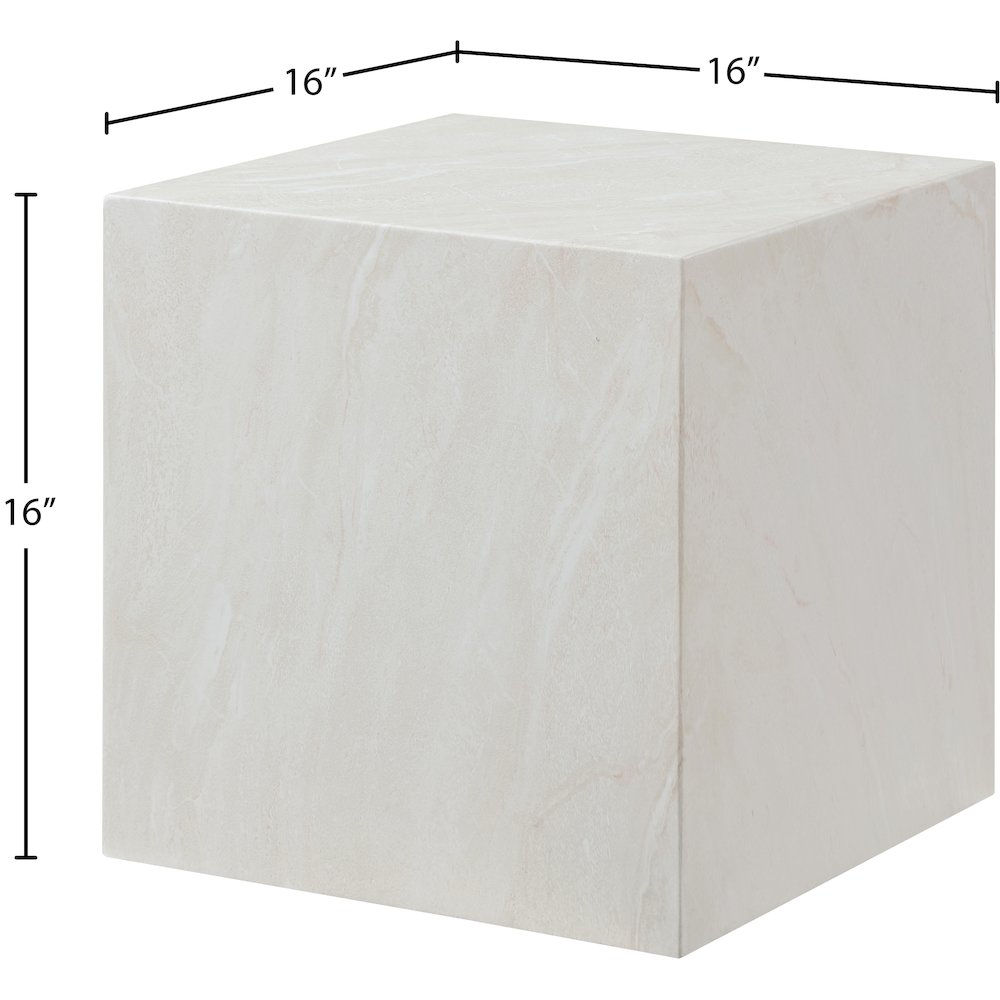Piazza White Marble Finish Concrete End Table. Picture 6