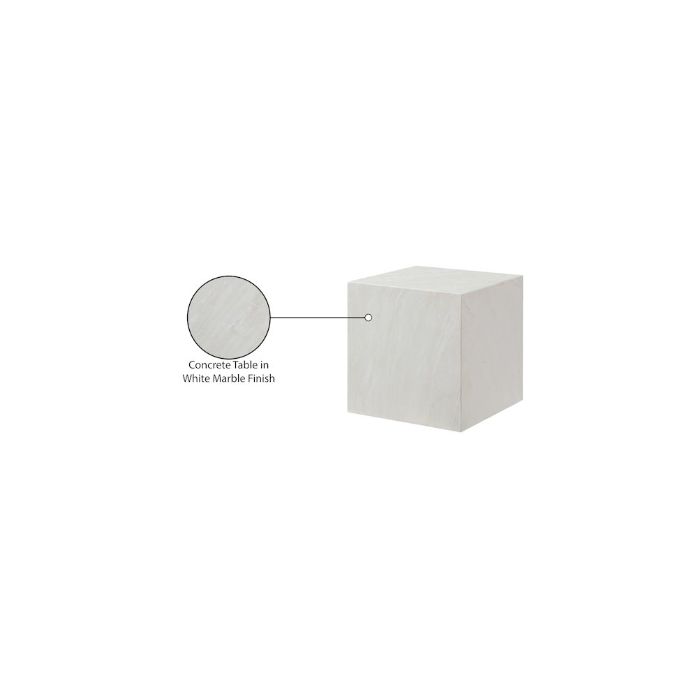 Piazza White Marble Finish Concrete End Table. Picture 7