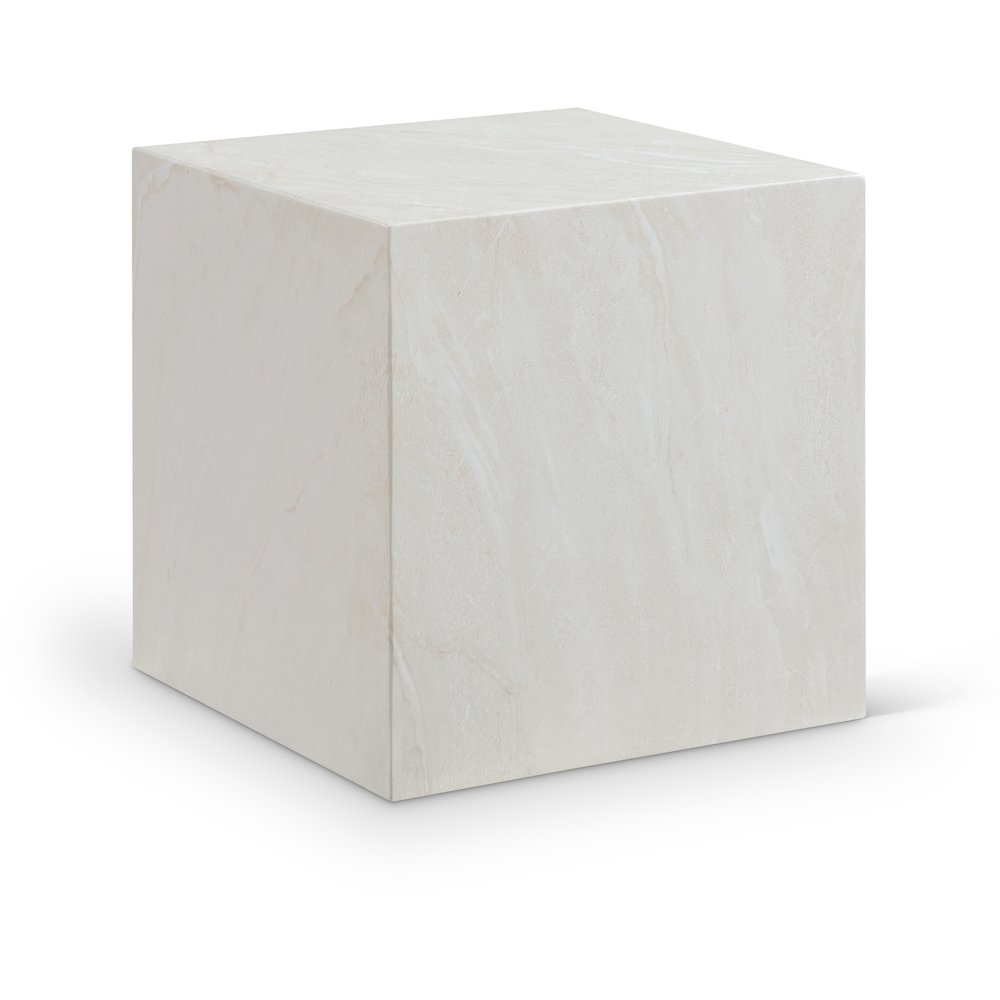 Piazza White Marble Finish Concrete End Table. Picture 1