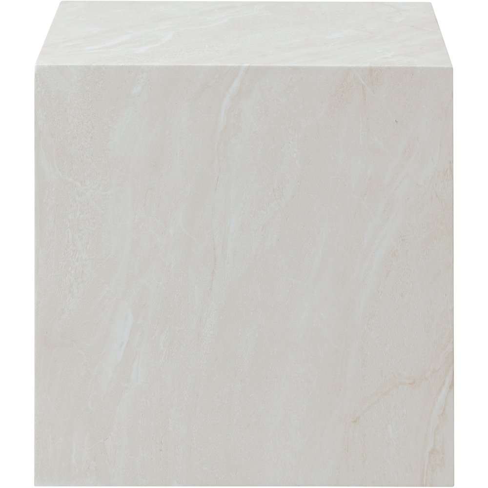 Piazza White Marble Finish Concrete End Table. Picture 3
