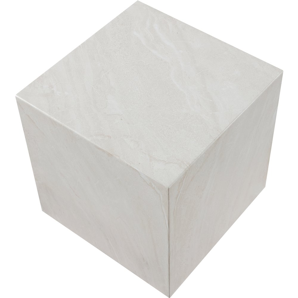 Piazza White Marble Finish Concrete End Table. Picture 5