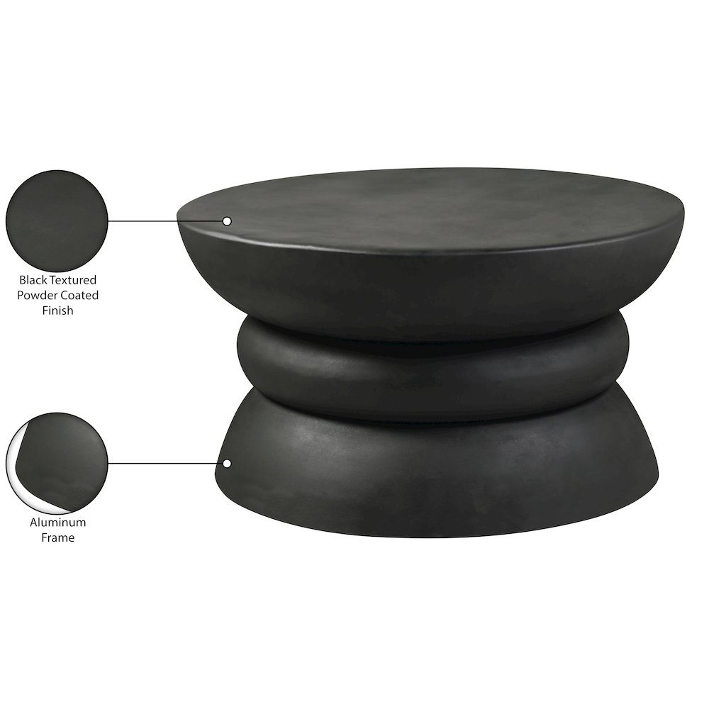 Collins Black Aluminum Coffee Table. Picture 4