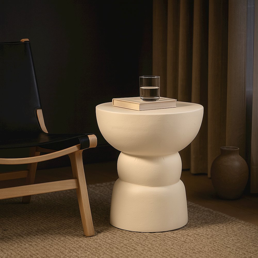 Collins Cream Aluminum End Table. Picture 5
