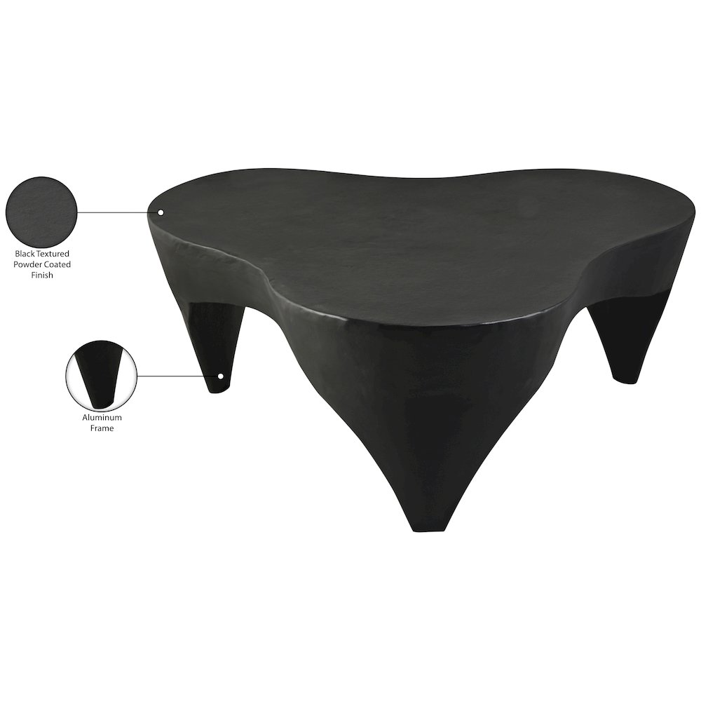 Bourges Black Aluminum Coffee Table, Black. Picture 4
