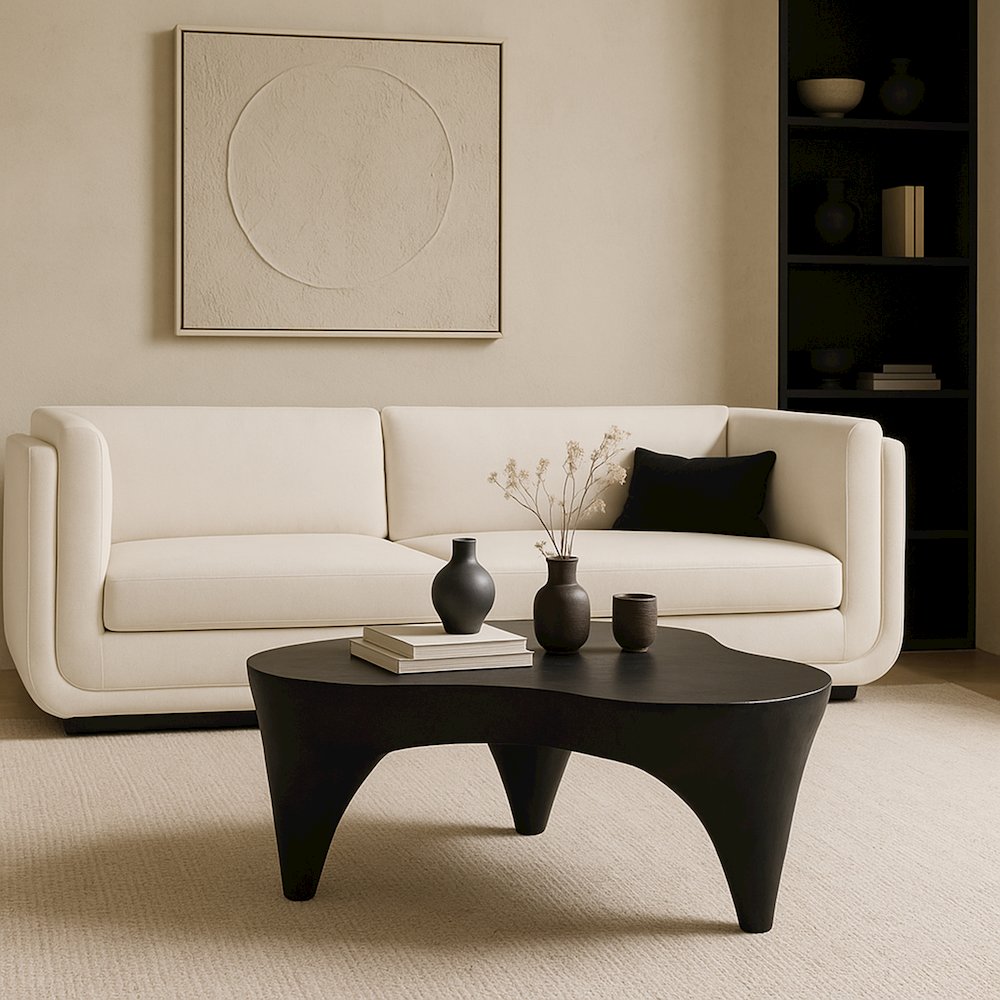 Bourges Black Aluminum Coffee Table, Black. Picture 5