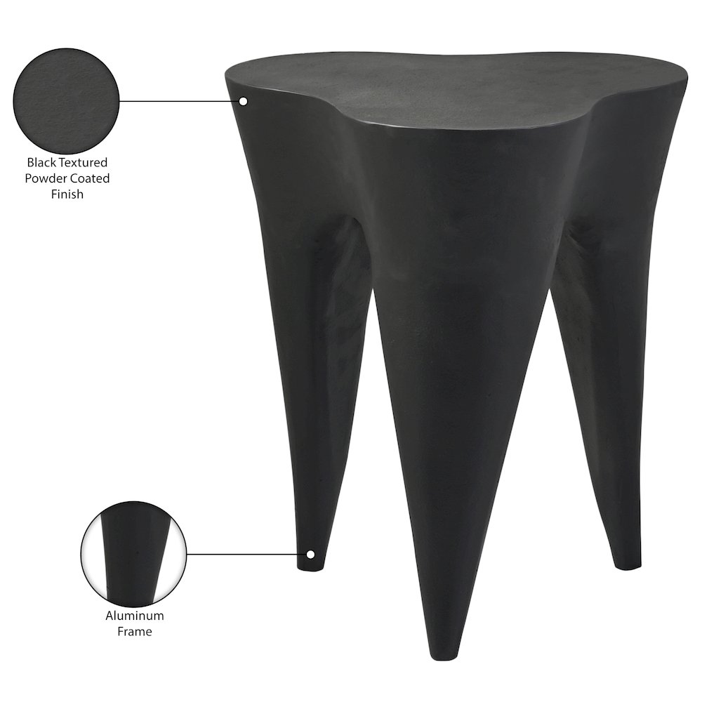 Bourges Black Aluminum End Table, Black. Picture 4