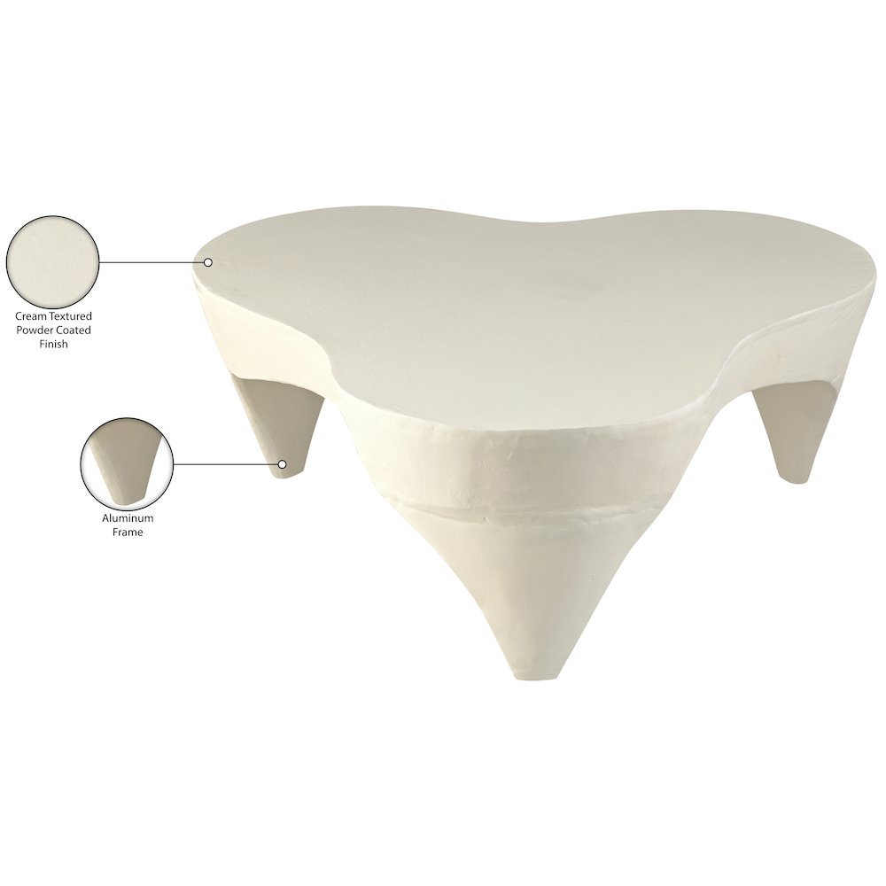 Bourges Cream Aluminum Coffee Table, Cream. Picture 4