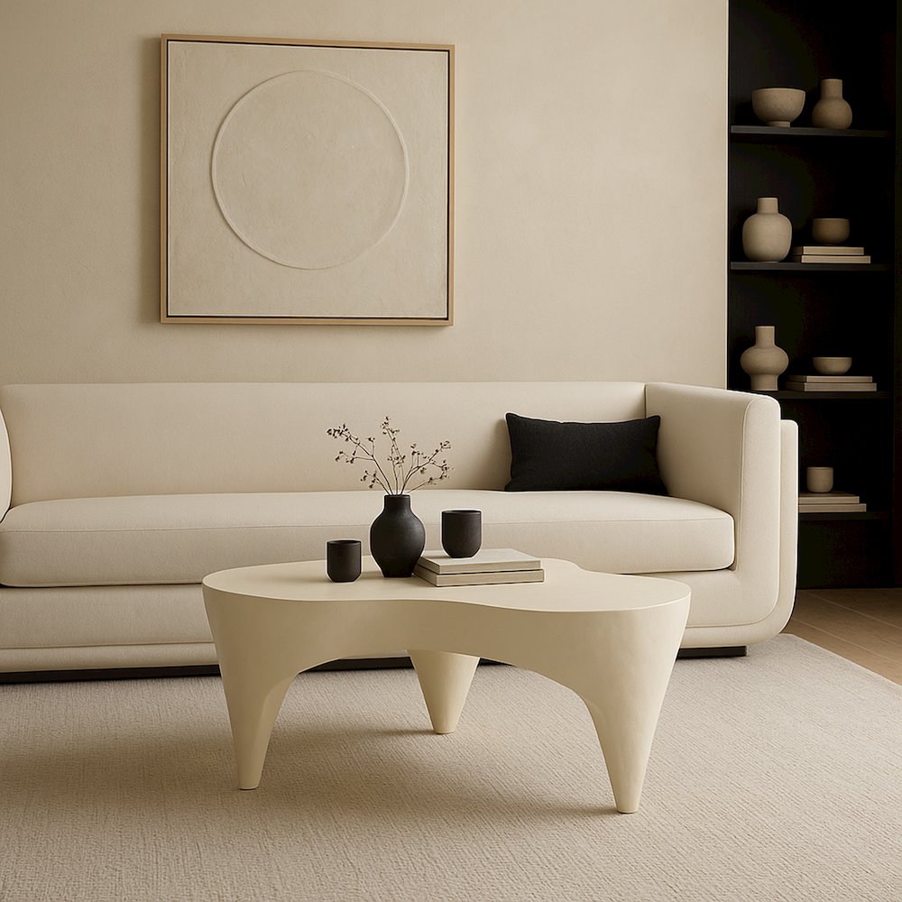 Bourges Cream Aluminum Coffee Table, Cream. Picture 5