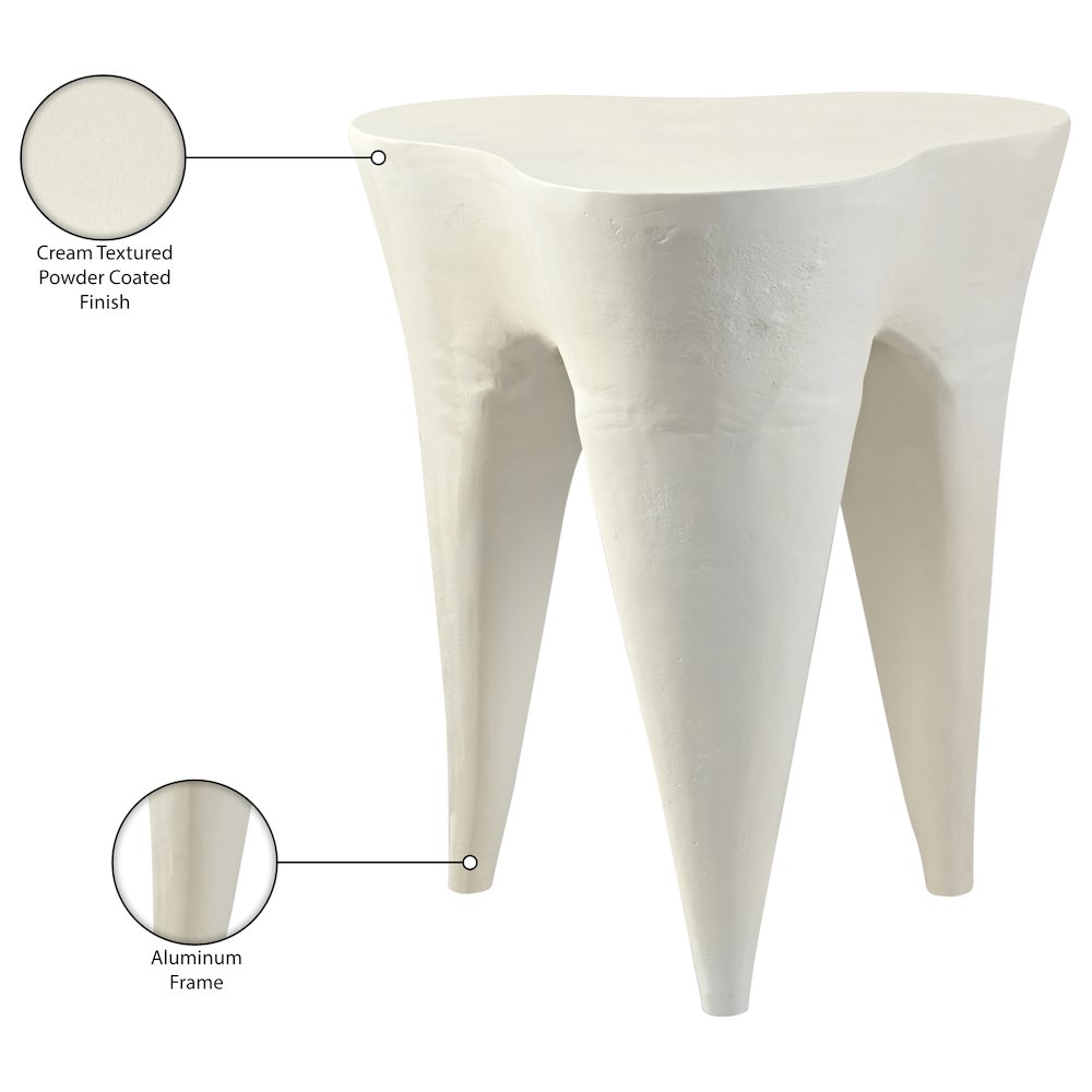 Bourges Cream Aluminum End Table, Cream. Picture 4