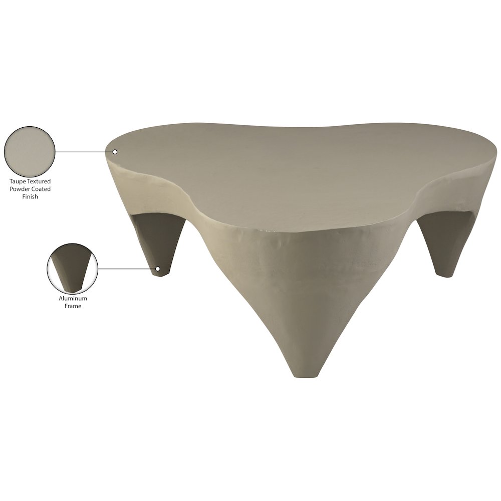 Bourges Taupe Aluminum Coffee Table, Taupe. Picture 4
