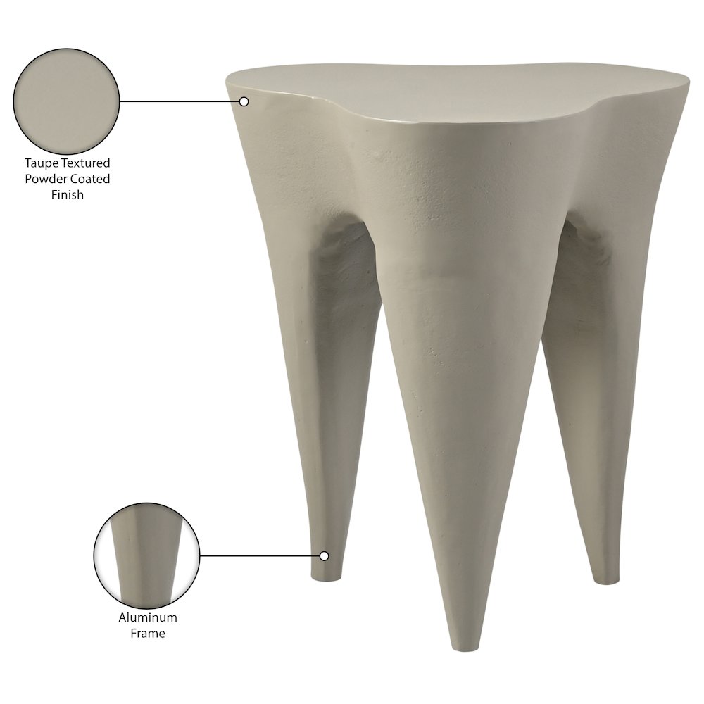 Bourges Taupe Aluminum End Table, Taupe. Picture 4