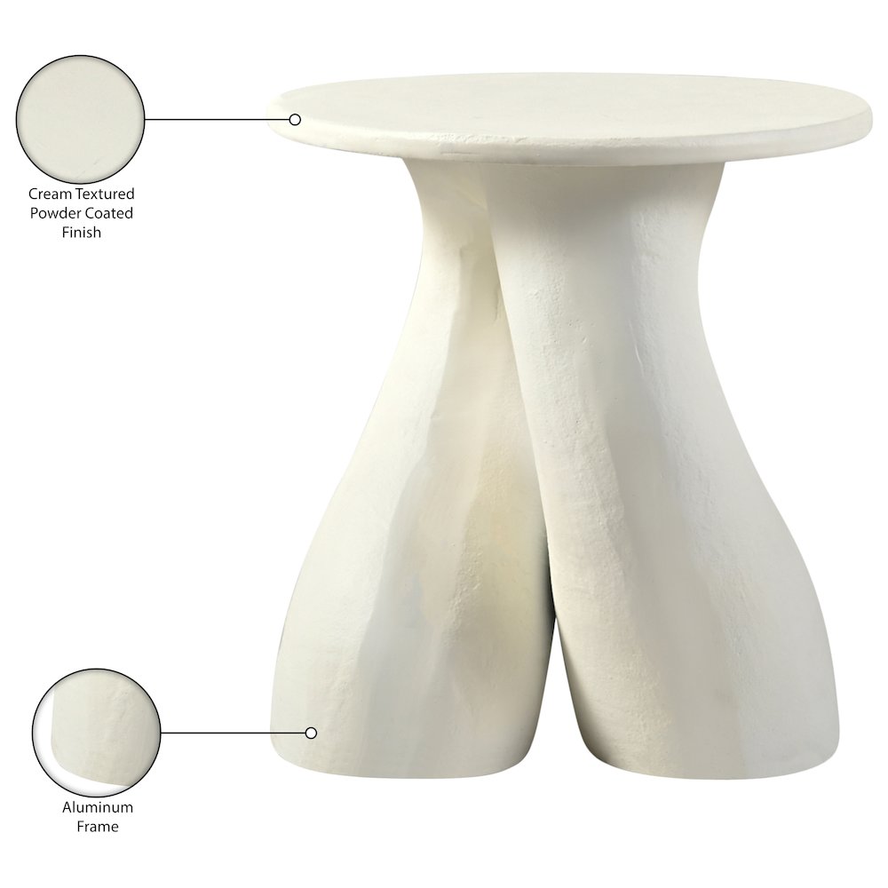 Talence Cream Aluminum End Table, Cream. Picture 4