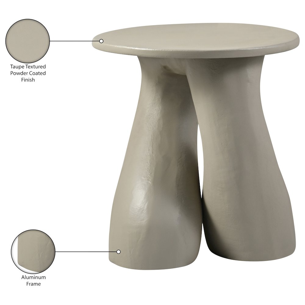 Talence Taupe Aluminum End Table, Taupe. Picture 4
