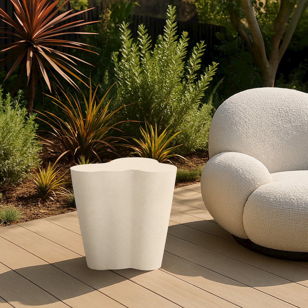 Monza Cream Concrete And Fiberglass Indoor / Outdoor End Table. Picture 2