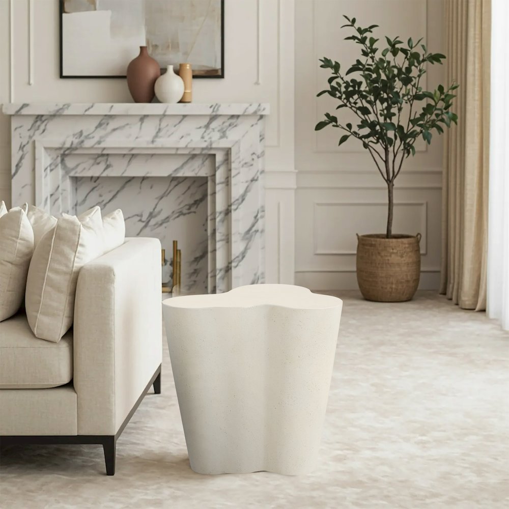 Monza Cream Concrete And Fiberglass Indoor / Outdoor End Table. Picture 3