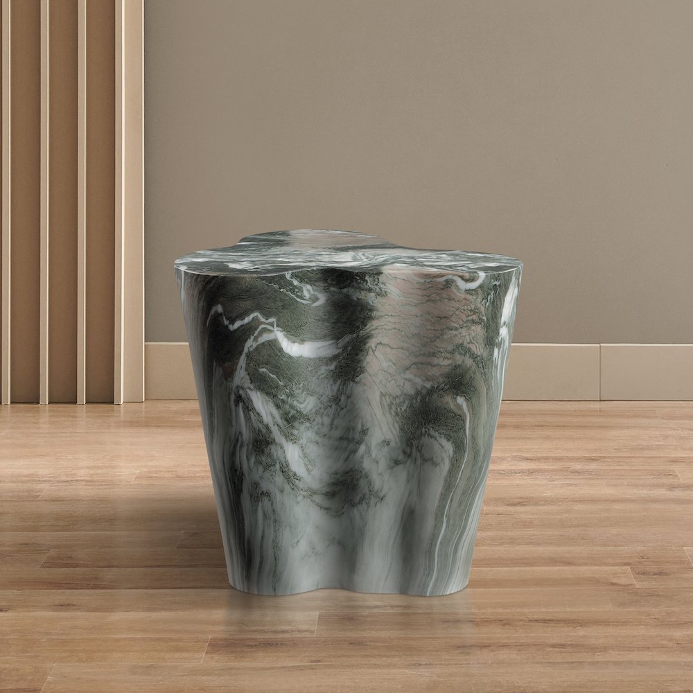 Monza Green Marble Finish Concrete End Table. Picture 2