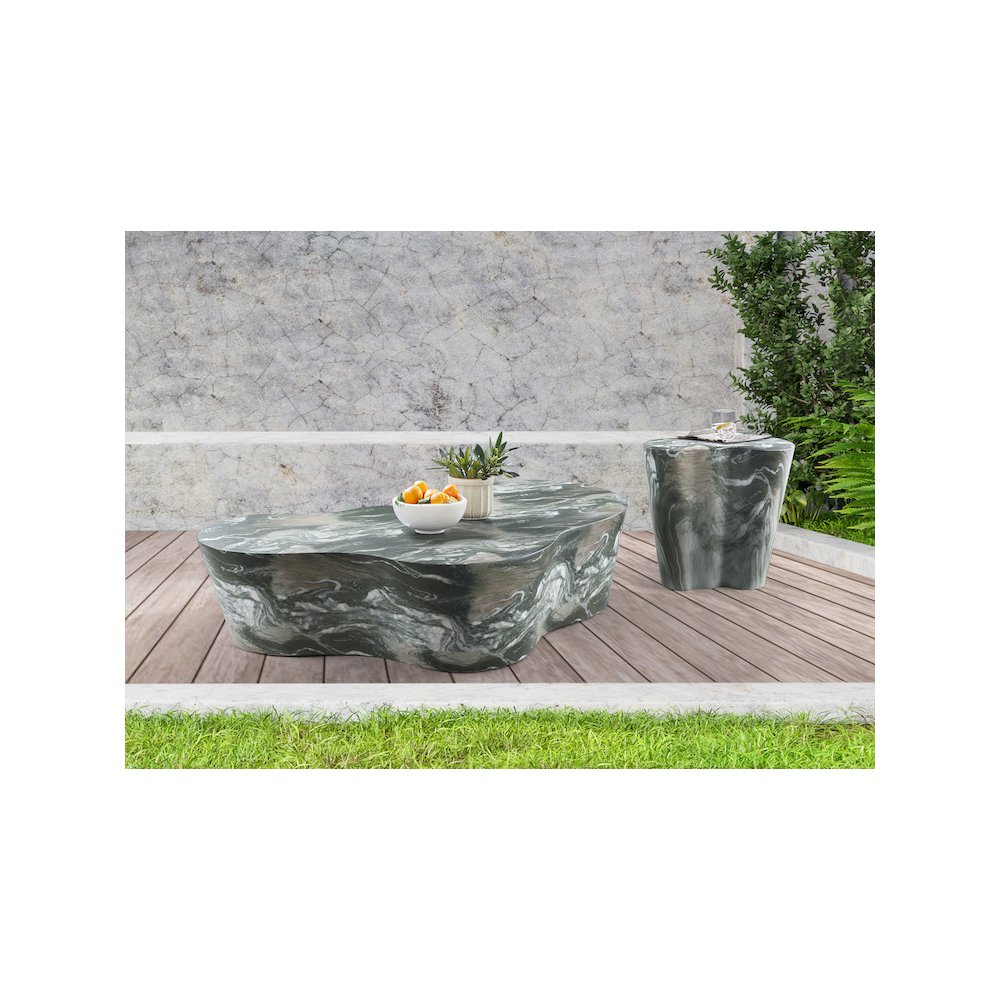 Monza Green Marble Finish Concrete End Table. Picture 6